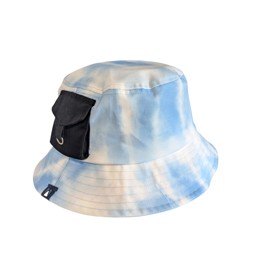 Blue and White Kids Bucket Hat with Pocket